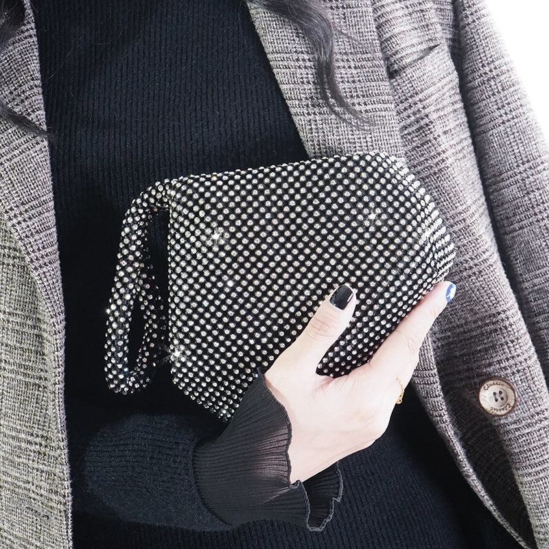 Cross-border Rhinestone Clutch Fashion Portable Cosmetic Bag Mine Bag Women's European and American Style Evening Bag Handbag