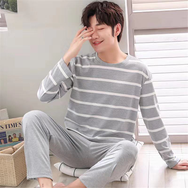 Pajamas for Men Spring and Autum Long-Sleeved Men's 2025 New Autum Imitation Cotton Men's Large Size Summer Home Wear Set