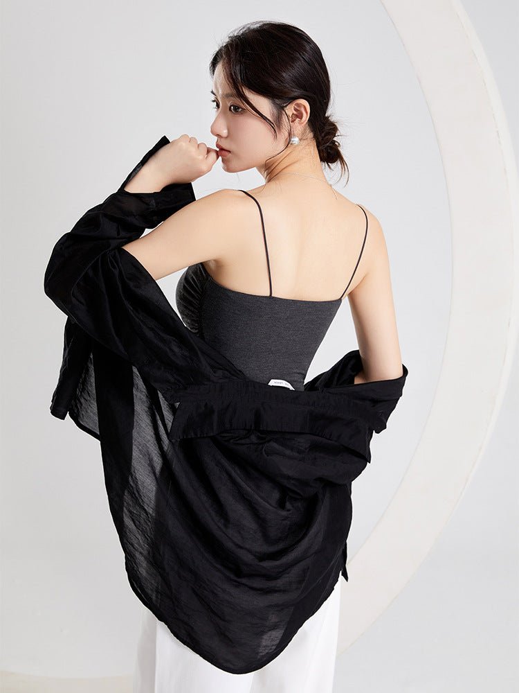 2026 New Style Pleated Camisole with Chest Pads, Integrated Bra, and Outerwear for Women in Summer - stoutforge