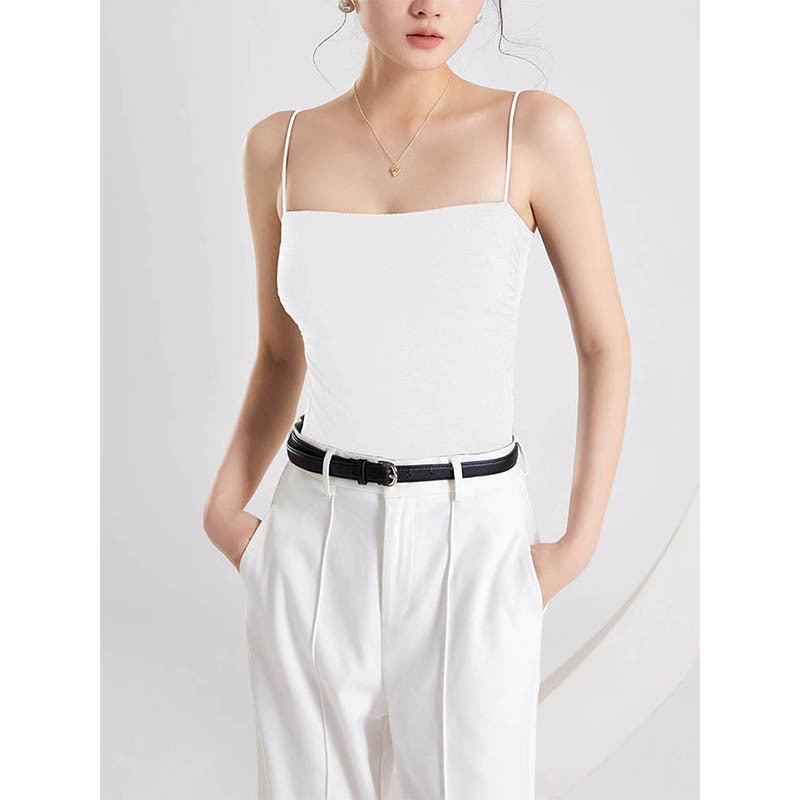 2026 New Style Pleated Camisole with Chest Pads, Integrated Bra, and Outerwear for Women in Summer - stoutforge