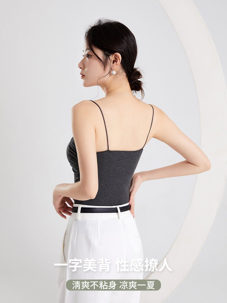 2026 New Style Pleated Camisole with Chest Pads, Integrated Bra, and Outerwear for Women in Summer - stoutforge