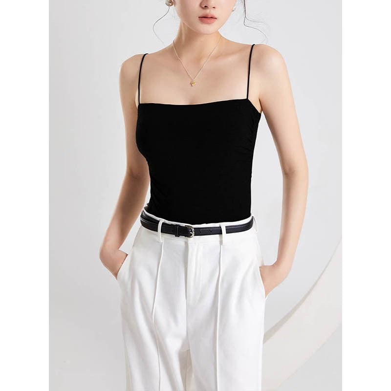 2026 New Style Pleated Camisole with Chest Pads, Integrated Bra, and Outerwear for Women in Summer - stoutforge