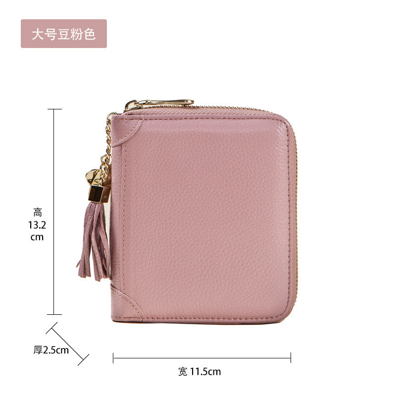 Foreign Trade Card Bag Women's Multi-Card Cowhide Anti-Theft Brush RFID Leather Anti-Degaussing Card Clip Zipper Credit Driver's License