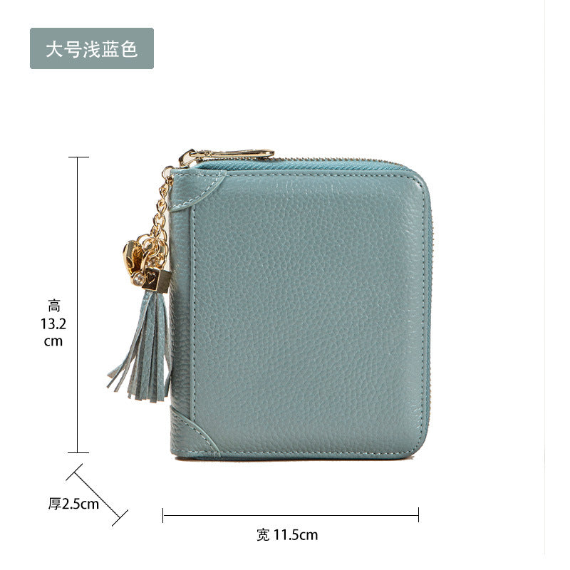 Foreign Trade Card Bag Women's Multi-Card Cowhide Anti-Theft Brush RFID Leather Anti-Degaussing Card Clip Zipper Credit Driver's License