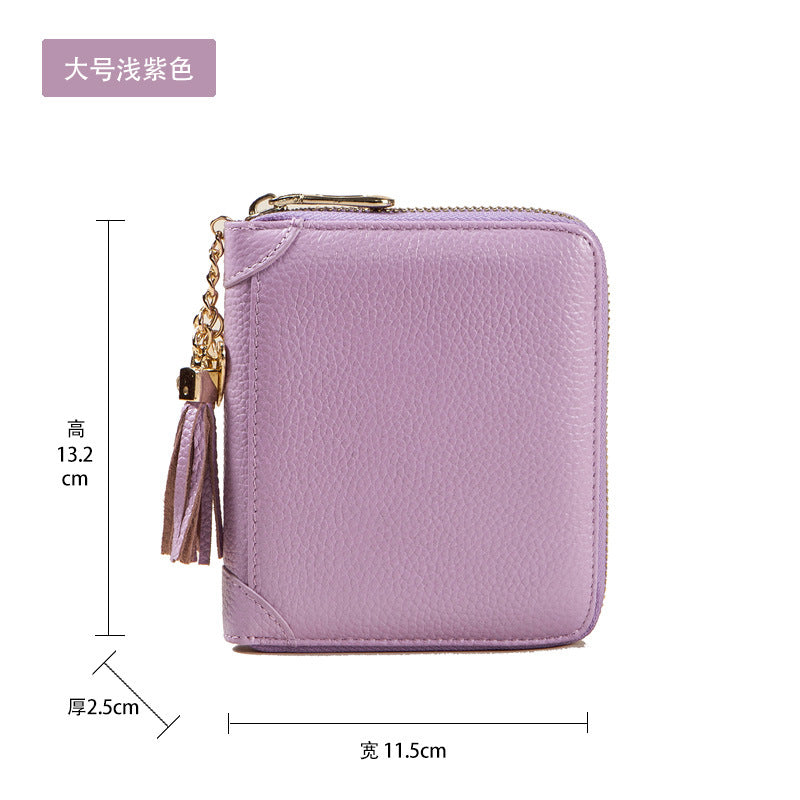 Foreign Trade Card Bag Women's Multi-Card Cowhide Anti-Theft Brush RFID Leather Anti-Degaussing Card Clip Zipper Credit Driver's License