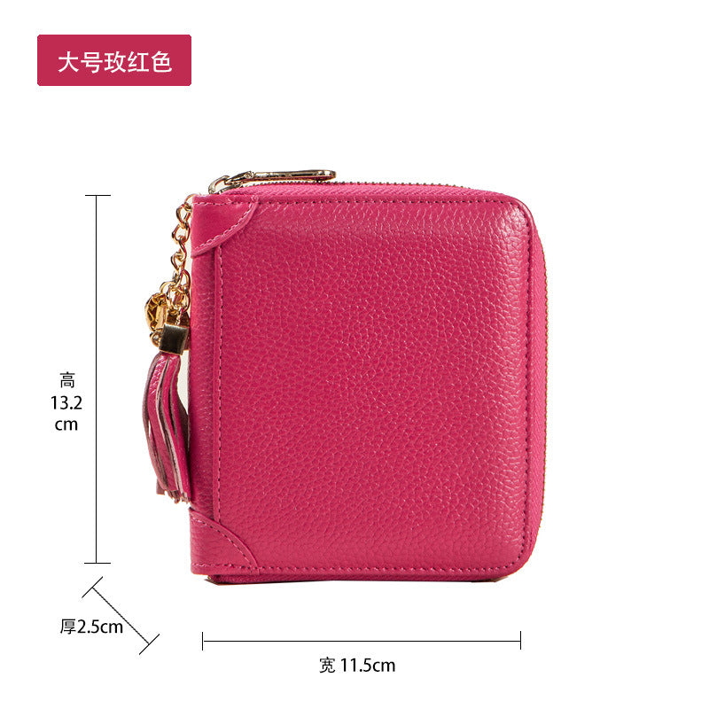 Foreign Trade Card Bag Women's Multi-Card Cowhide Anti-Theft Brush RFID Leather Anti-Degaussing Card Clip Zipper Credit Driver's License