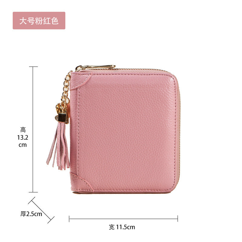 Foreign Trade Card Bag Women's Multi-Card Cowhide Anti-Theft Brush RFID Leather Anti-Degaussing Card Clip Zipper Credit Driver's License