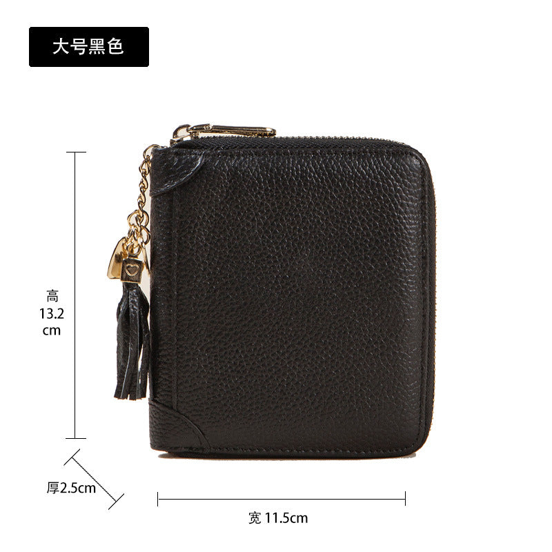 Foreign Trade Card Bag Women's Multi-Card Cowhide Anti-Theft Brush RFID Leather Anti-Degaussing Card Clip Zipper Credit Driver's License