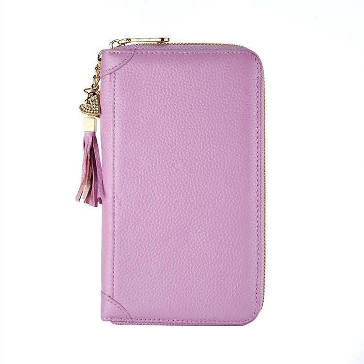 Foreign Trade Card Bag Women's Multi-Card Cowhide Anti-Theft Brush RFID Leather Anti-Degaussing Card Clip Zipper Credit Driver's License