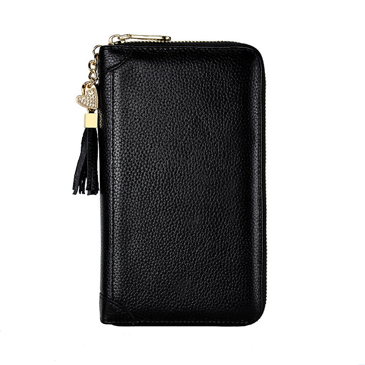 Foreign Trade Card Bag Women's Multi-Card Cowhide Anti-Theft Brush RFID Leather Anti-Degaussing Card Clip Zipper Credit Driver's License