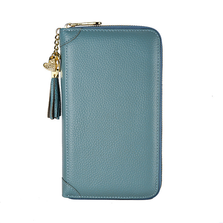 Foreign Trade Card Bag Women's Multi-Card Cowhide Anti-Theft Brush RFID Leather Anti-Degaussing Card Clip Zipper Credit Driver's License