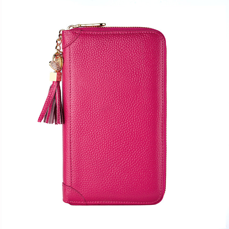 Foreign Trade Card Bag Women's Multi-Card Cowhide Anti-Theft Brush RFID Leather Anti-Degaussing Card Clip Zipper Credit Driver's License