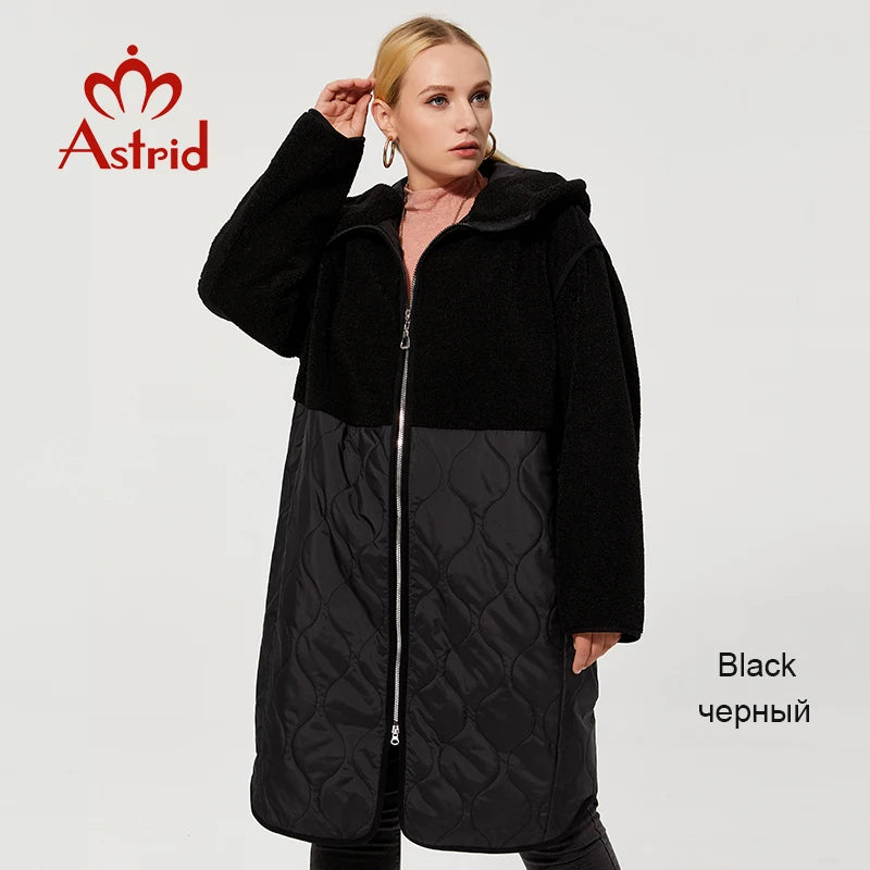 Astrid 2022 winter jacket Hooded long plus size parkas women's winter jackets faux Fur tops Fashion stitching coat women AM-7542
