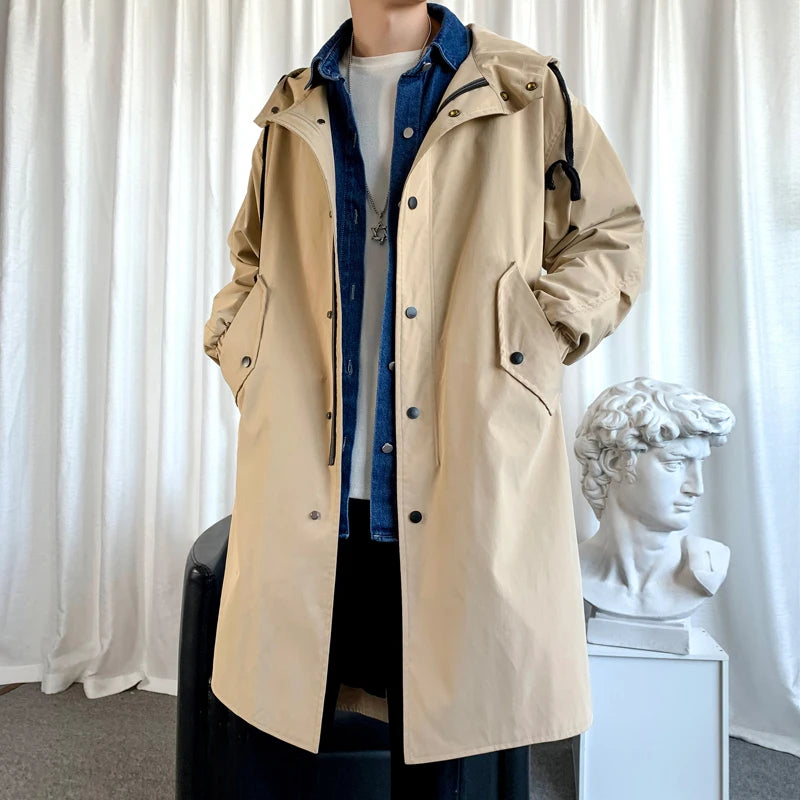 Men's Autumn New Hooded Jacket Korean Streetwear Oversize Coats Korean Streetwear Fashion Male Clothing Hip Hop Loose Jackets