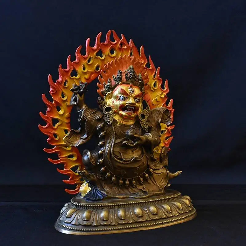 23CM tall good Buddha brass statue HOME family effective protection Tibetan Nepal Mahakala Bernagchen Buddha statue
