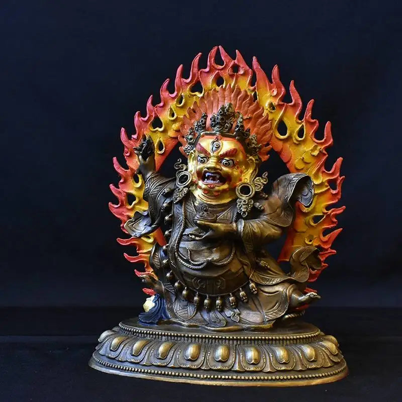 23CM tall good Buddha brass statue HOME family effective protection Tibetan Nepal Mahakala Bernagchen Buddha statue