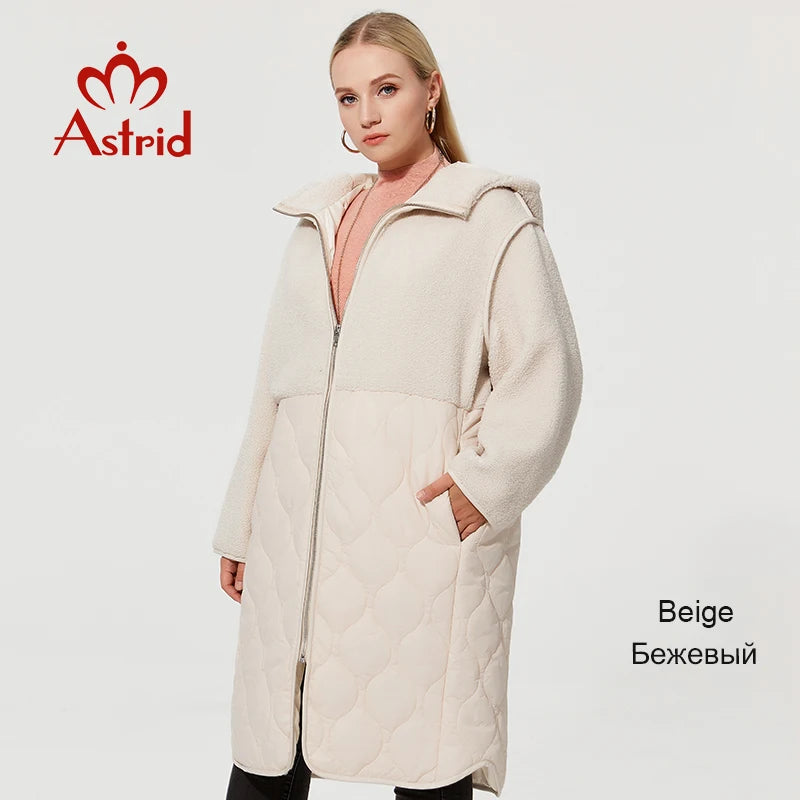 Astrid 2022 winter jacket Hooded long plus size parkas women's winter jackets faux Fur tops Fashion stitching coat women AM-7542