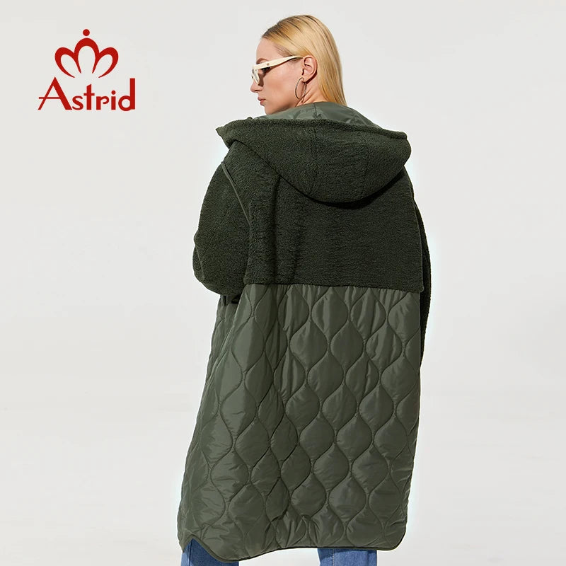 Astrid 2022 winter jacket Hooded long plus size parkas women's winter jackets faux Fur tops Fashion stitching coat women AM-7542