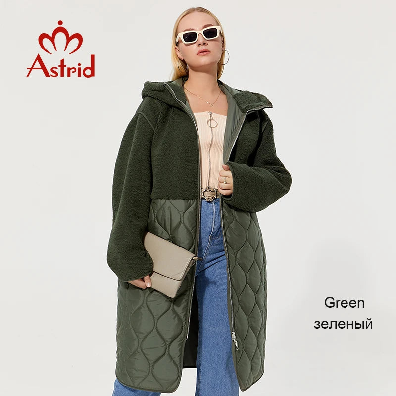 Astrid 2022 winter jacket Hooded long plus size parkas women's winter jackets faux Fur tops Fashion stitching coat women AM-7542