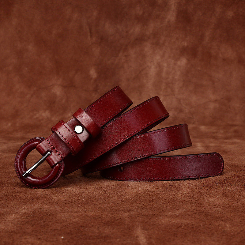 2.2CM wide anti-allergy belt Women's genuine leather pin buckle first layer cowhide fashionable simple all-match decorative pants belt