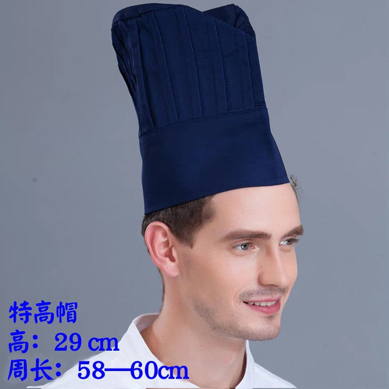 Extras High Chef Hat Men's Catering Work Hat White Mushroom Hat High Hat Special Oil Smoke-proof Cloth Hat for Hotel Kitchen
