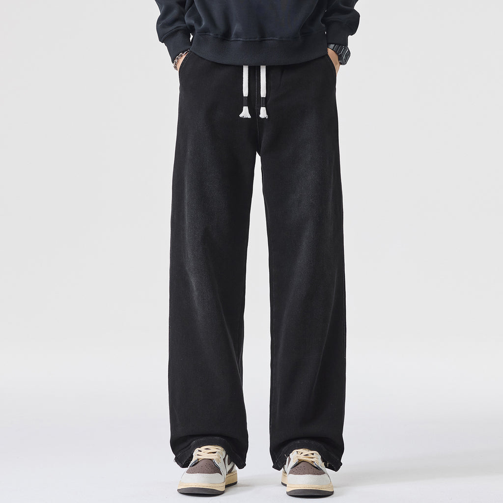 Plus Size Men's Autumn and Winter New Tall Extended Wide-Leg Jeans Men's Loose Versatile Casual Straight Pants