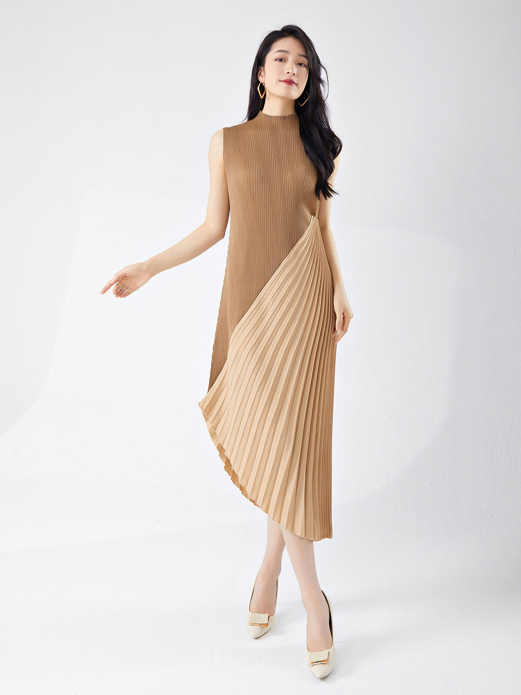Pleated Skirt Work Clothing High-End Women's Summer New Style Asymmetrical Splicing Elegant Dress Skirt Dress Fashionable