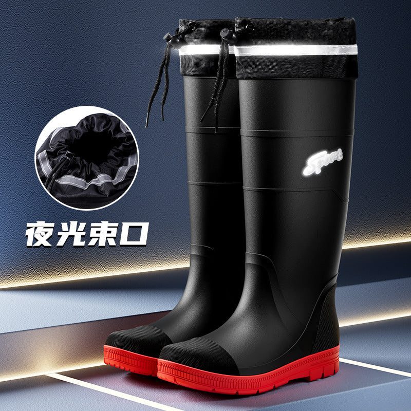 Rain boots wear men's high tube labor waterproof non-slip rubber shoes fishing water shoes high tube site wear-resistant long tube wholesale