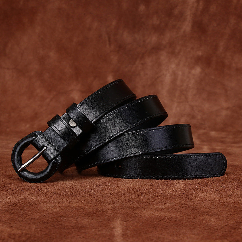2.2CM wide anti-allergy belt Women's genuine leather pin buckle first layer cowhide fashionable simple all-match decorative pants belt