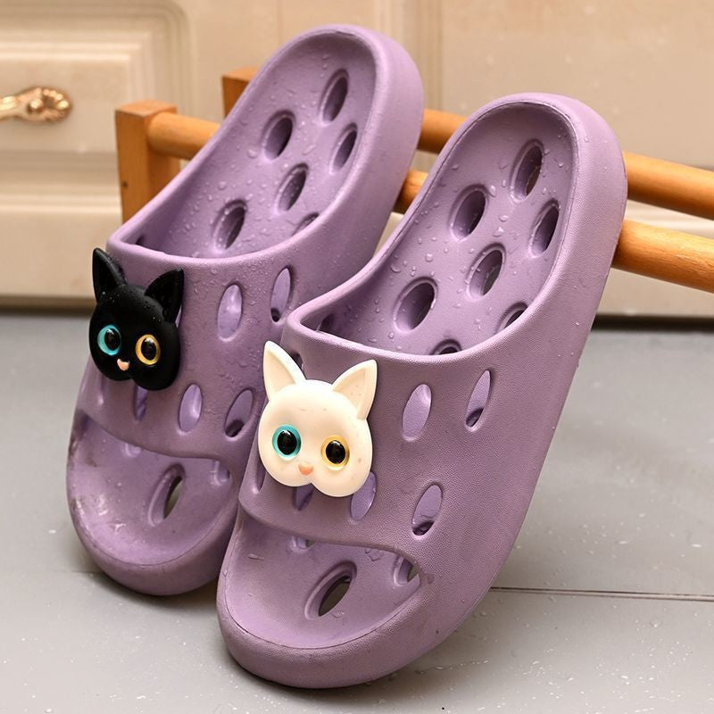 Bathroom Bath Slippers Women's Cartoon Eyes New Summer Home Dormitory Hotel Anti-slip Water Leakage Quick-drying Sandals for Men