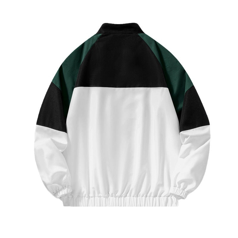 2023 Spring and Autumn Men's Jacket Casual Sports Youth Stand Collar Color Block Fitted Coat Men's Breathable Long Sleeve