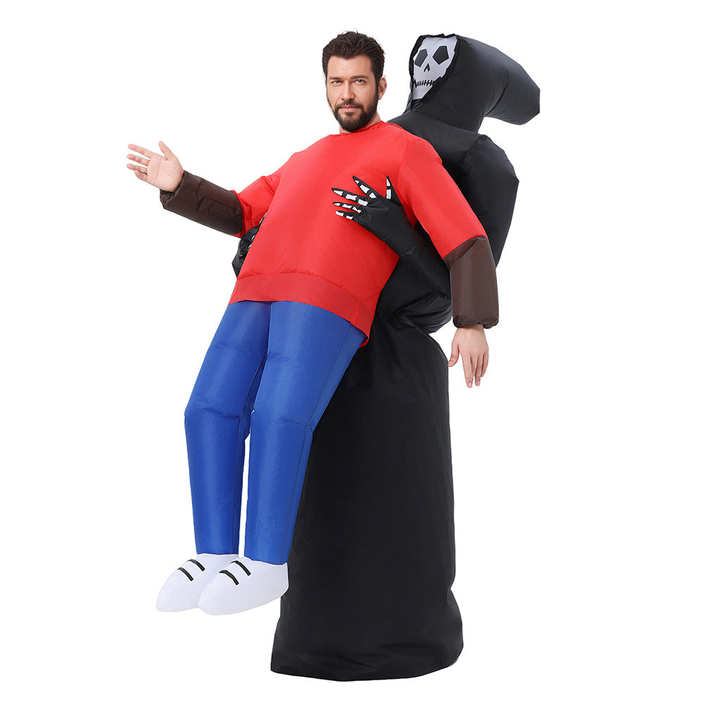 Cross-border tremolo with funny ghost hugging inflatable clothing adult Halloween funny props costume dress suit