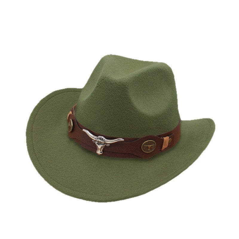 American Retro Western Knight Hat Men's Top Hat Spring and Autumn Jazz Hat Women's British Casual High-End Large-Brimmed Woolen Hat Women's