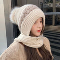 Hat Women's Autumn and Winter Velvet Scarf Ear Protection Warm Hat Outdoor Riding Hat Neck Protection Winter Hat Knitted Hat Wool Hat