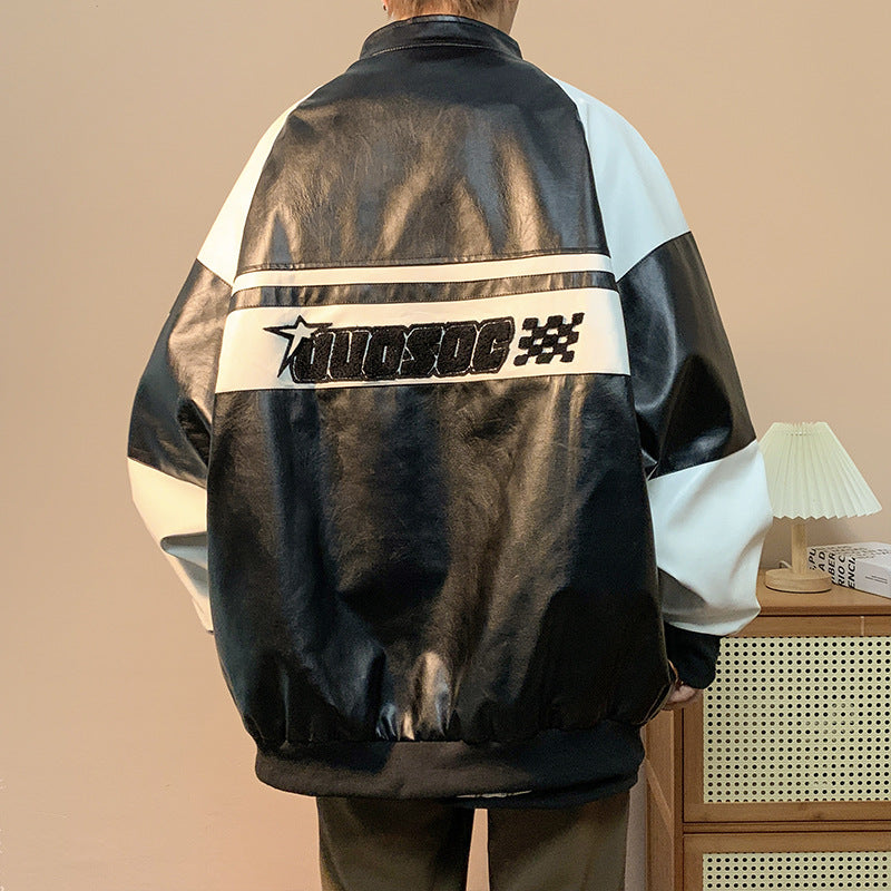 American Style Jacket Coat Men's Spring and Autumn Street Aviator Biker Suit hiphop Trendy Brand Loose plus size Plutton Handsome Top