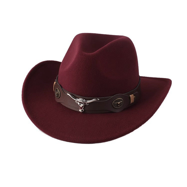 American Retro Western Knight Hat Men's Top Hat Spring and Autumn Jazz Hat Women's British Casual High-End Large-Brimmed Woolen Hat Women's