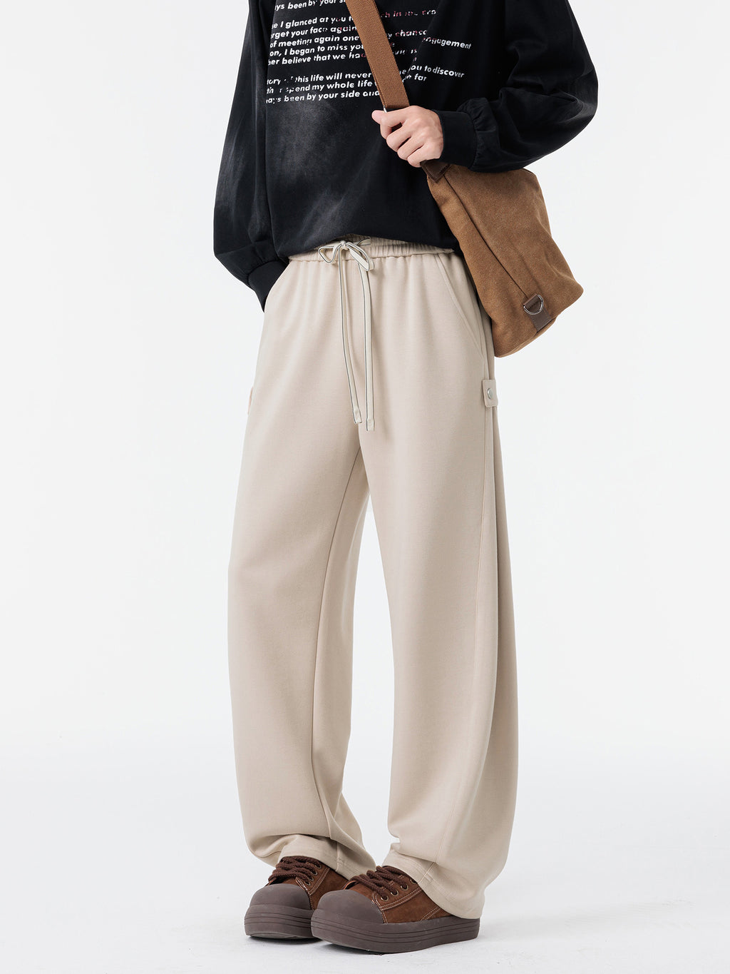 Plus Size Men's Clothing 2025 Spring and Autum New Men's Plus Size Straight Pants Trendyy Draped Casual Sports Pants