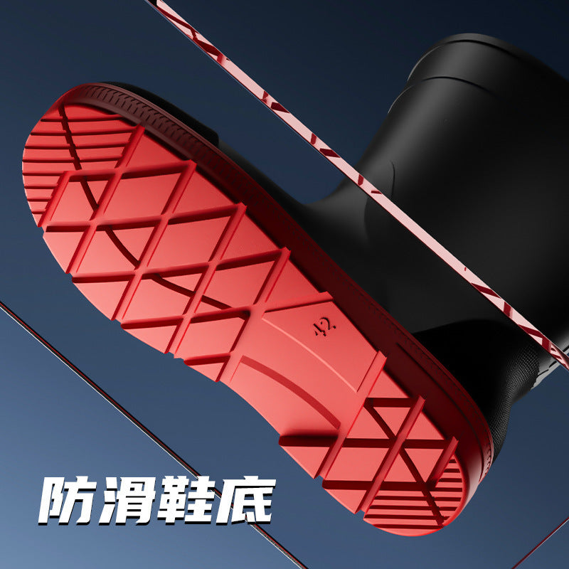 Rain boots wear men's high tube labor waterproof non-slip rubber shoes fishing water shoes high tube site wear-resistant long tube wholesale