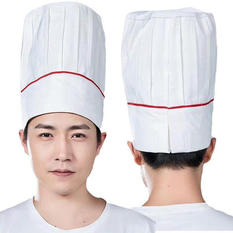 Extras High Chef Hat Men's Catering Work Hat White Mushroom Hat High Hat Special Oil Smoke-proof Cloth Hat for Hotel Kitchen