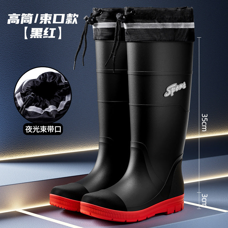 Rain boots wear men's high tube labor waterproof non-slip rubber shoes fishing water shoes high tube site wear-resistant long tube wholesale