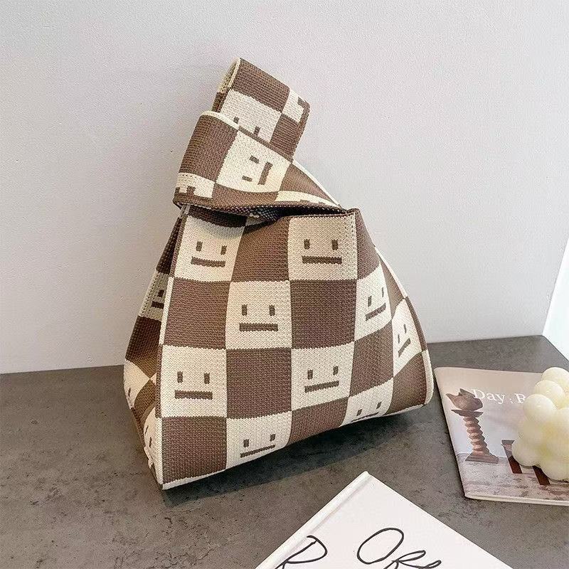 Souvenir Tote Bag, Large Capacity Small Bag for Women, Color-Blocked Knitted Tote Bag, Storage Bag, Versatile Handbag