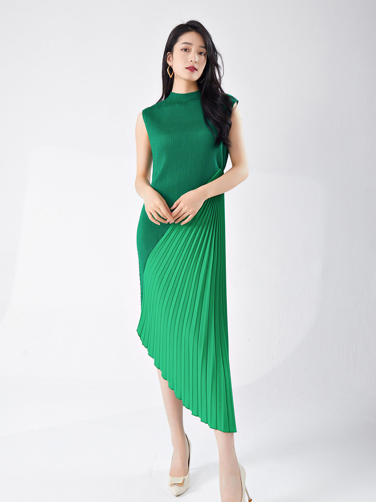 Pleated Skirt Work Clothing High-End Women's Summer New Style Asymmetrical Splicing Elegant Dress Skirt Dress Fashionable