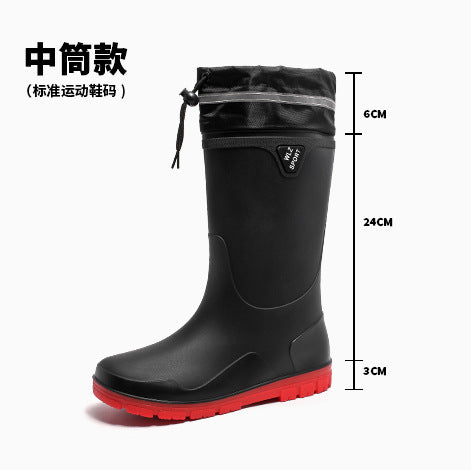 Cross-border Rain Boots Korean Fashionable All-match Men's Rain Boots Waterproof Non-slip Fishing Car Washing Work Rubber Shoes
