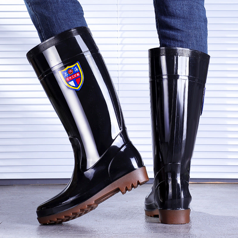 Shanghai Sijie High-Top Rain Boots, Long Rubber Boots for Outdoor Activities, Non-Slip Large Sole Rain Boots, Mid-High Top Farming Labor Protection Water Boots