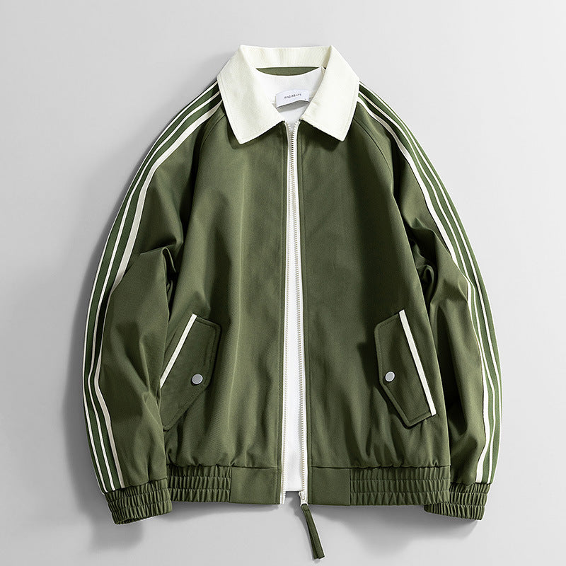 Plus-Size American-Style Workwear Jacket for Men, New Spring/Autumn Loose Fit Sports Jacket for Big and Tall Individuals, Versatile Trendy Top
