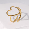 Cross-border simple hollow love titanium steel ring female open cold wind index finger ring heart-shaped stainless steel ring wholesale