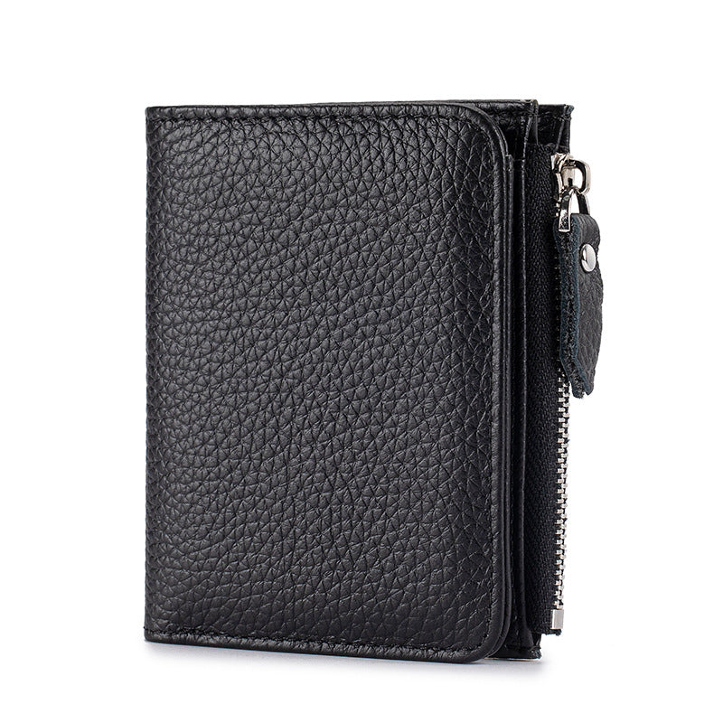 2025 Short Wallet Women's Genuine Leather Ultra-Thin Wallet Card Holder High-End First-Layer Cowhide Wallet Japanese Cross-Border