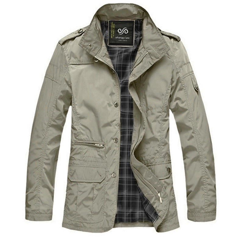 Cross-Border Foreign Trade Men's Spring and Autumn Fashion Versatile Plus-Size Business Casual Stand Collar Jacket for Big and Tall Men