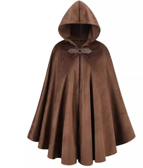Medieval Deer Suede Cloak Halloween Retro Battle Warrior Cosplay Cosplay Costume Cloak