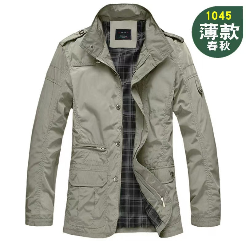 Cross-Border Foreign Trade Men's Spring and Autumn Fashion Versatile Plus-Size Business Casual Stand Collar Jacket for Big and Tall Men